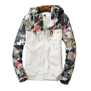 

Autumn Men's Hooded jacket coat Slim Fit patchwork Male Bomber Jackets hiphop streetwear coat Floral Printed veste homme 5XL