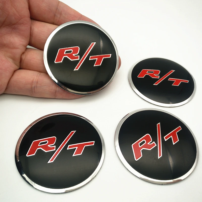 FDIK 4pcs 56.5mm R/T RT logo aluminum car emblem Wheel Center Hub sticker Rim badge For Dodge JCUV Caliber RAM Journey Charger