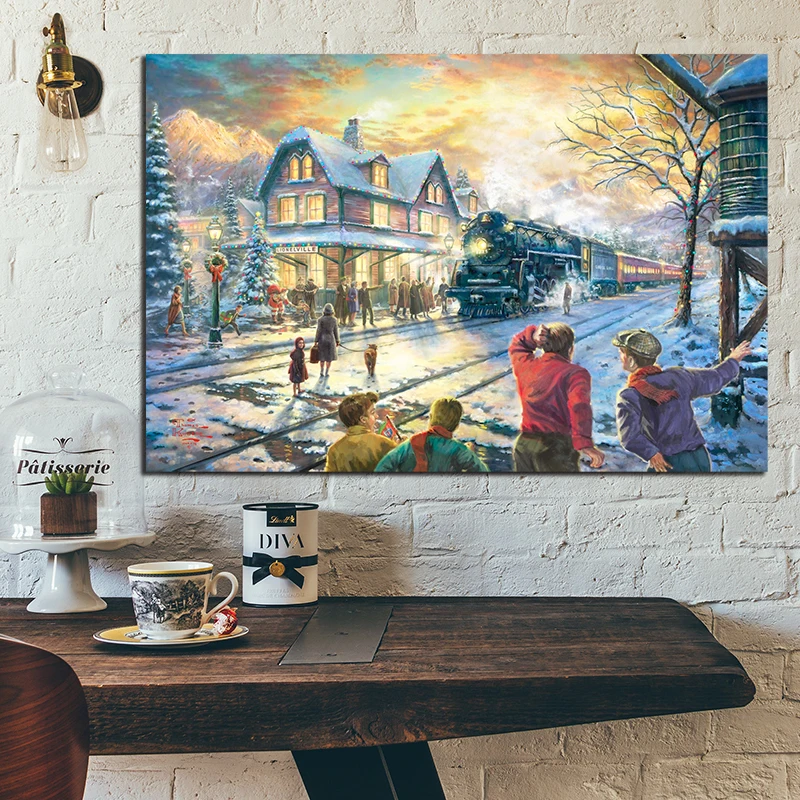 

Winnie The Pooh Thomas Kinkade Fairy Tales Kids Posters and Prints Decorative Wall Art Pictures for Living Room Home Decoration