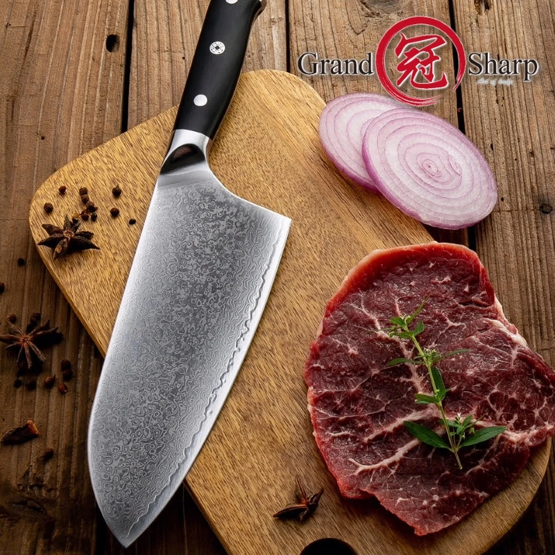  Damascus Cleaver Knife 7.2 Inch VG10 Japanese Damascus Steel Professional Butcher Tools 67 Layers C - 32934439545
