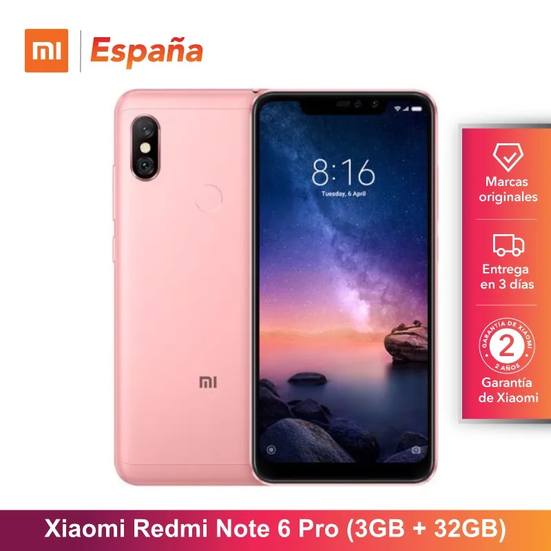 [النسخة العالمية ل اسبانيا] Xiaomi Redmi ملاحظة 6 برو (ميموريال الغائر دي 32 GB ، RAM دي 3 GB ، bateria 4000 ، كواترو camaras يخدع IA)