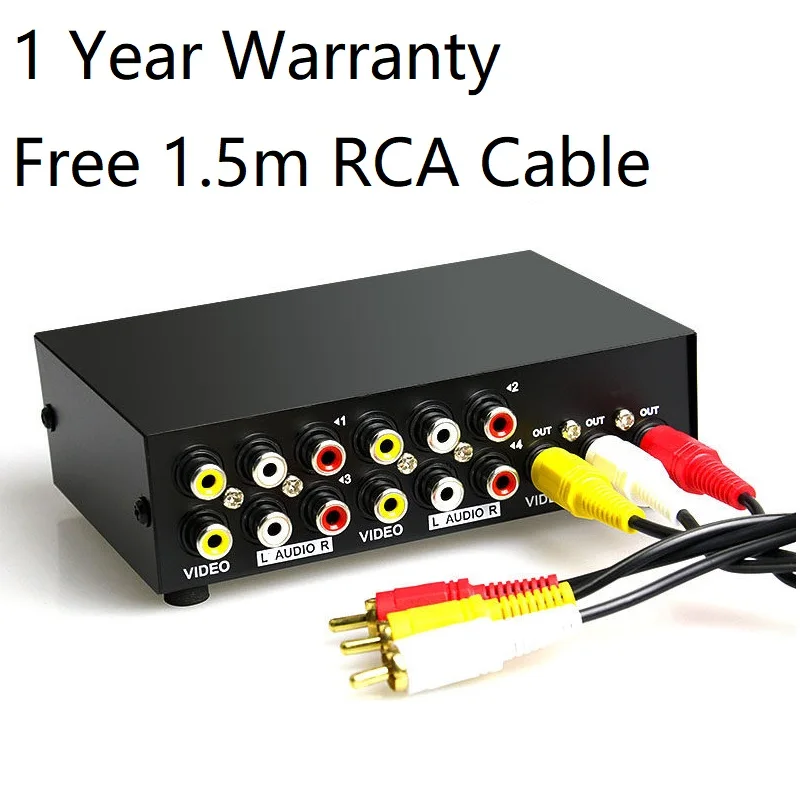 Switch Av A 4 Vie Rca Switcher 4 In 1 Out Composite Video L/R Audio Selector Box Per Console Di Gioco Dvd Stb