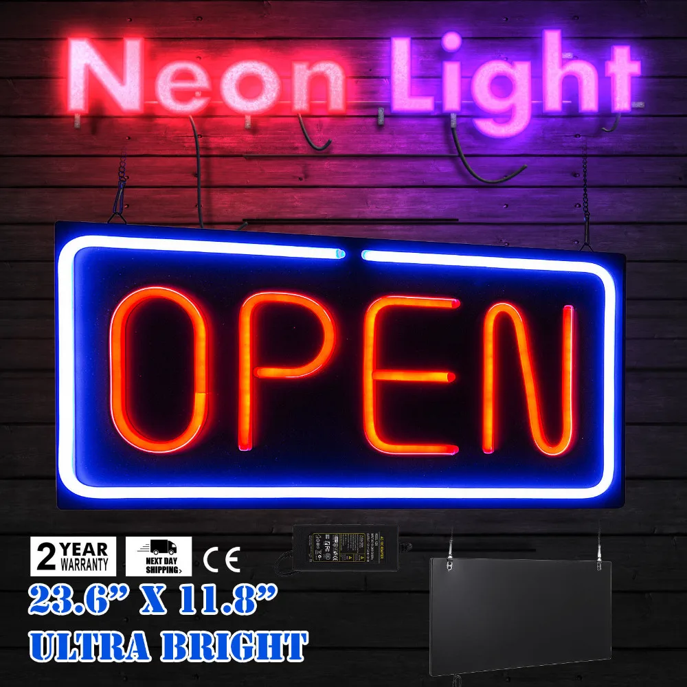 

Free Shipping ! Neon "Open" Sign 24x12 inch Led "Open" Sign 30W Horizontal Sign "Open" Bright Light