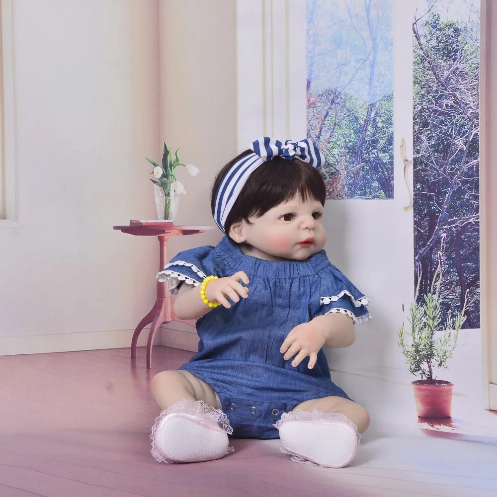 Reborn Baby Doll Bebes 57 см для ручной работы Силиконовая реалистичные куклы Рождественские подарки для мальчиков девочек очаровательны милые