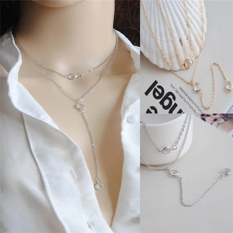 Fashion Necklace chain for women Women Multilayer Alloy Pendant Necklace Chain Jewelry collares mujer Collier ras de cou A15#N (6)