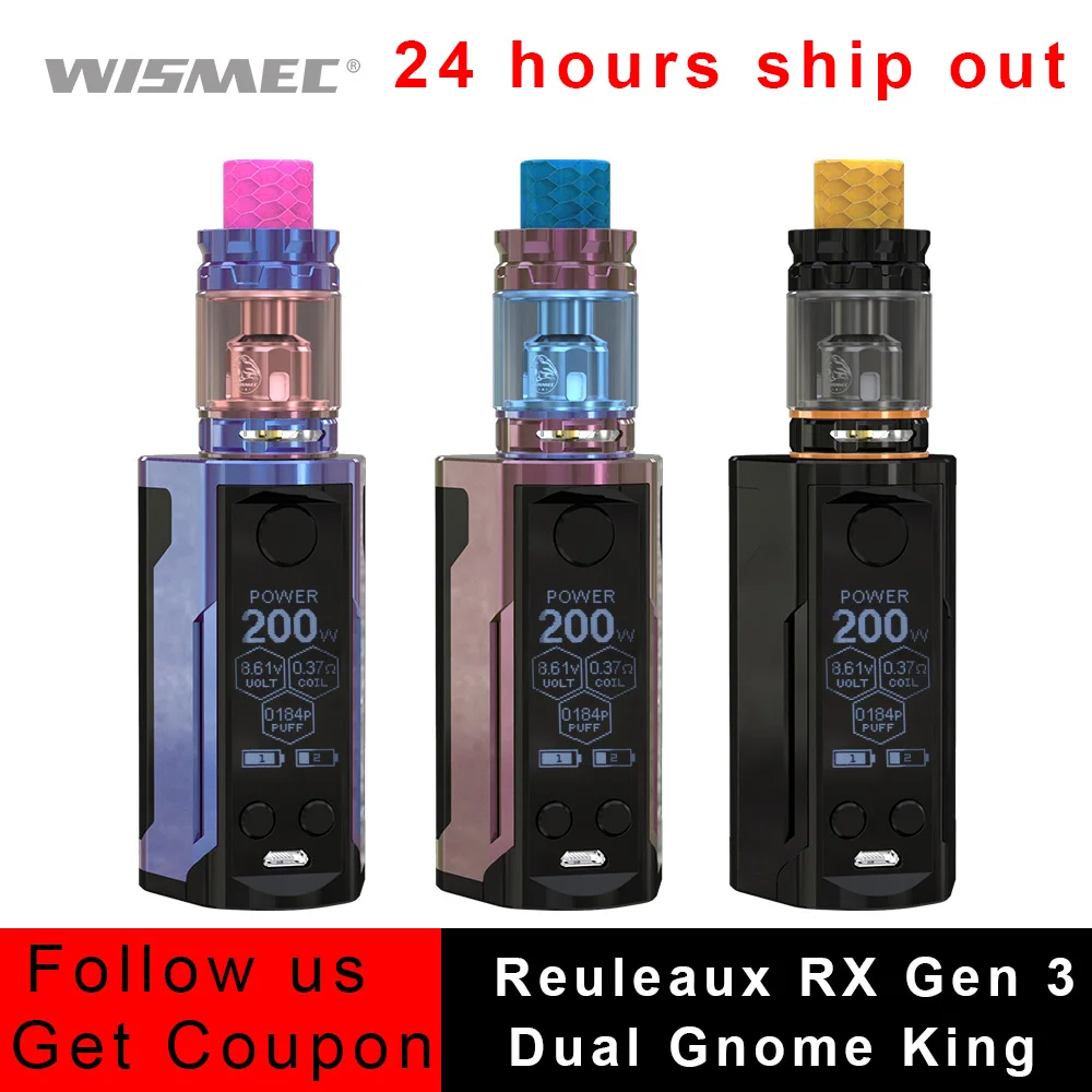 

230W WISMEC Reuleaux RX Gen 3 Dual Gnome King Kit Vape With 5.8ML Tank WM01 Box MOD Electronic Cigarette Vaporizer