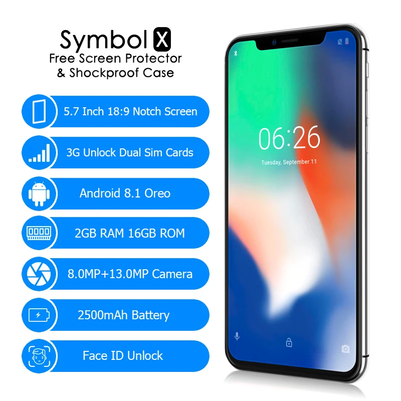 XGODY Hotwav símbolo X Smartphone 5,7 \