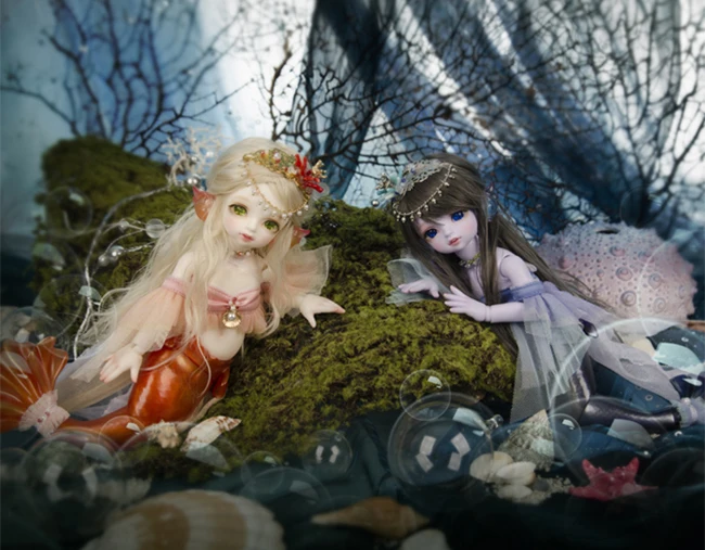 HeHeBJD 1/6 Серин и Рико мини Русалка Смола bjd модель игрушки подарки Бесплатная