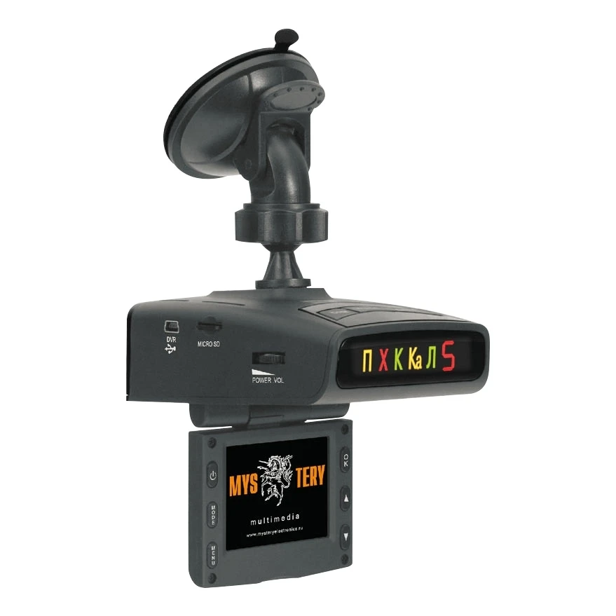 Видеорегистратор-радар MYSTERY MRD-820HDVS(2"дисплей, максимальное разрешение камеры: видео 1920x1080, Обнаружение сигналов радаров в диапазонах X/UltraX, K/UltraK, Ka, Обнаружение радаров Стрелка-СТ/М. Отключение: X, Ka, L, VG-2, “Лазер”, “Стрелка”)