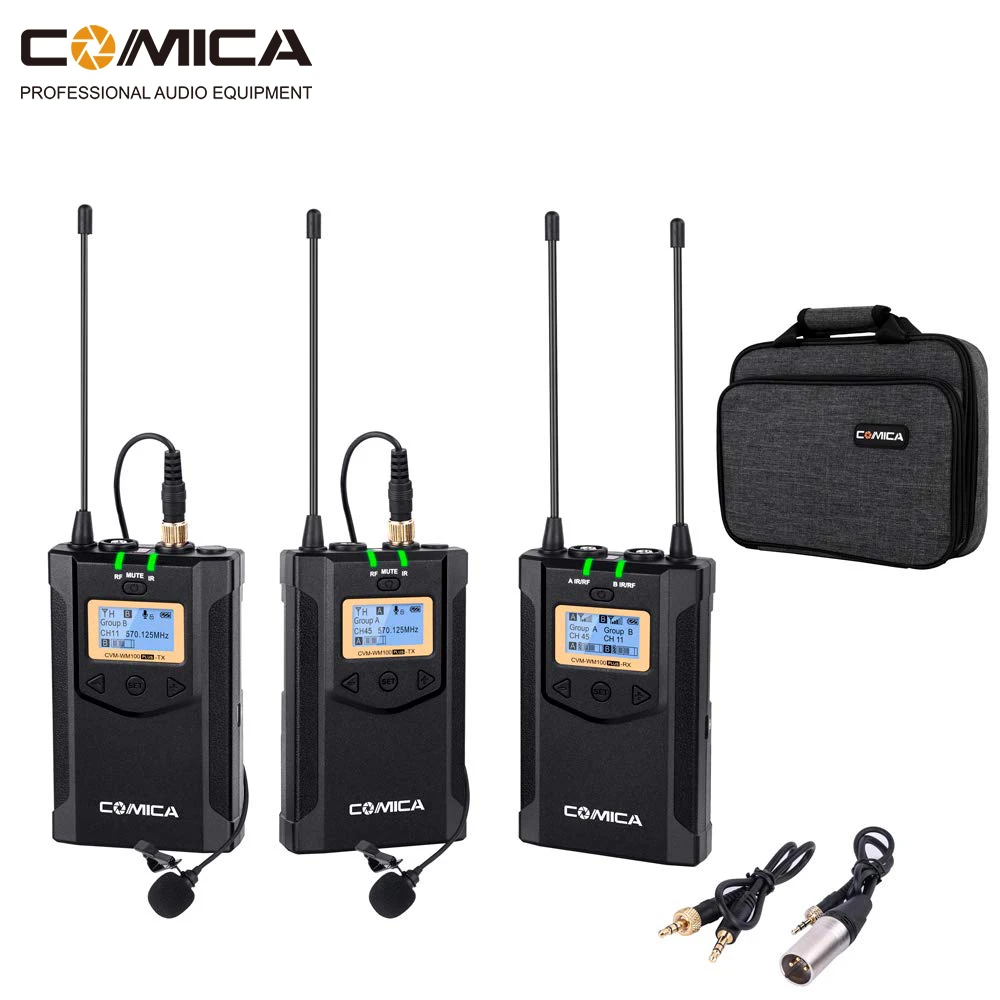  Wireless Camera Microphone Comica WM100 PLUS Dual Lavalier Lapel Mic System for Canon Nikon Fuji Ca