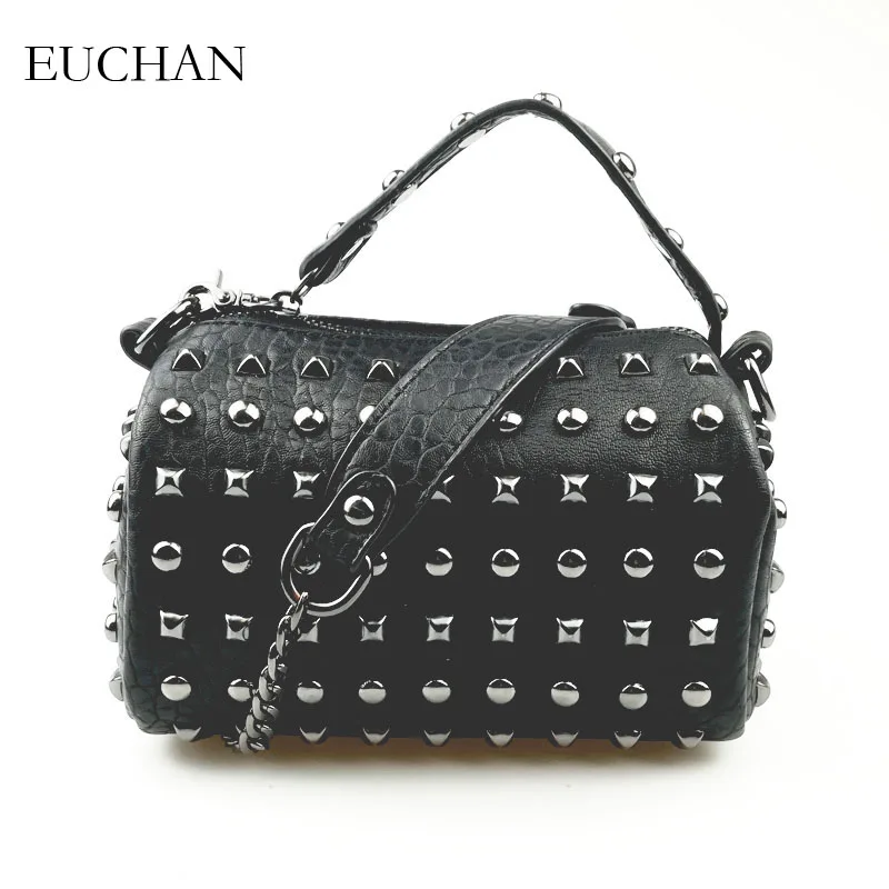 

Euchan Women's Handbags Studs Bags for Women 2018 Ladies Bags Black Aging Treatment PU Leather Crossbody Bag Small Messenger Bag