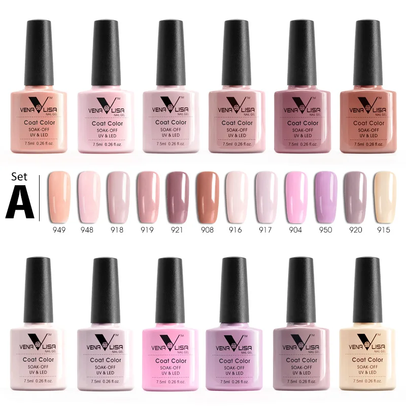 

12pcs/lot Fast Shipment to Russia 7.5ml Gel Varnish VENALISA Nail Gel Polish Soak Off UV LED Nail Gel Lacquer 60 Colors Gel Nail