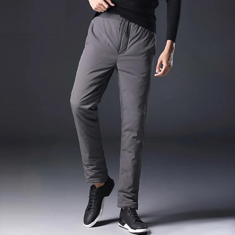 Зимние мужские штаны на 90% белом утином пуху, высокое качество, узкие прямые зимние штаны, теплые пуховые брюки с подкладкой, мужская верхняя одежда, PT-361