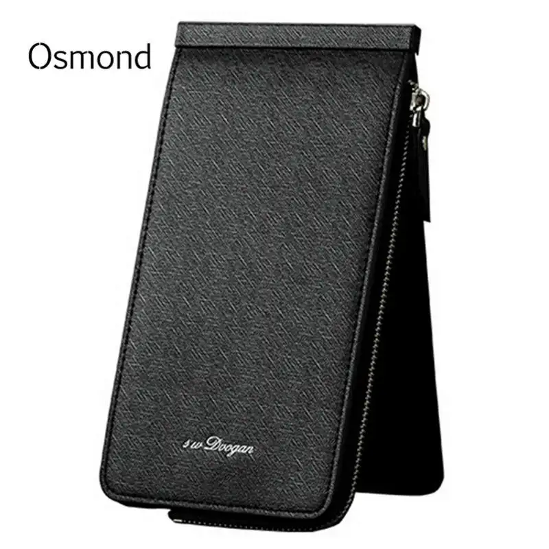 

Osmond 2018 Multifunctional Card Holder Men s Wallet PU Leather ID Card Wallets Slim Long Purse Zipper Credit Cards Cases Black