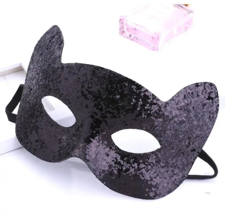 Шикарная Маска «кошка», 5 цветов для детей, маскарадные рождественские вечерние винтажные маски на Хэллоуин, 3 шт. или более, зарегистрированная, YT15 - Цвет: Черный