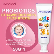 Avec Moi Клубничная детская зубная паста, пробиотическая антибактериальная зубная паста, восхитительный вкус с безопасной Ingredie, мягко отбеливание зубов