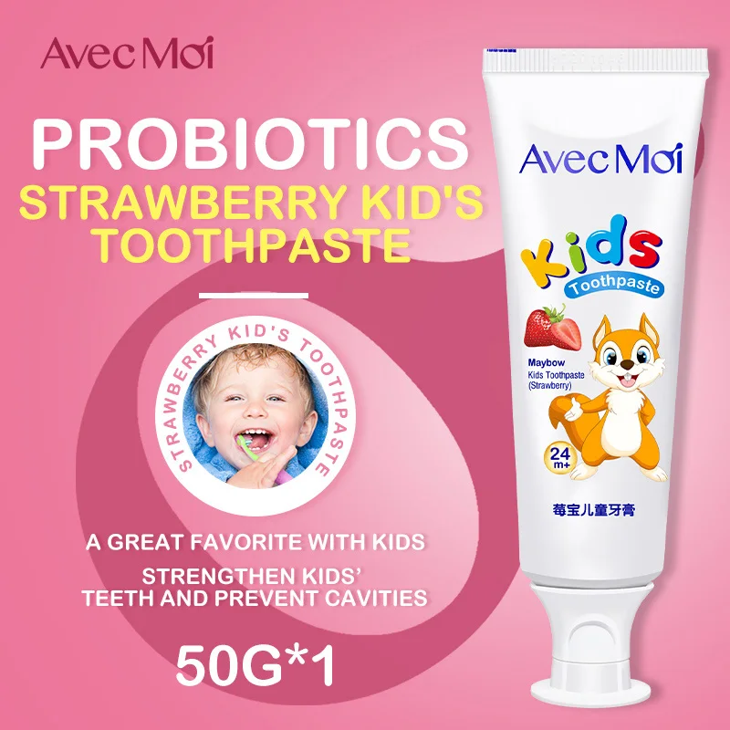 

Avec Moi Strawberry Kids Toothpaste, Probiotic Antibacterial Toothpaste, Delicious Taste with Safe Ingredie, Gently Whiten Teeth