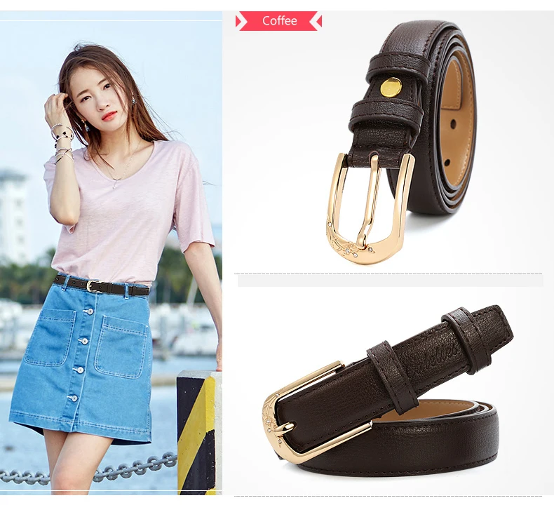 (12)Catelles Fashion Women's Belt Female Genuine Leather Designer Brand Luxury Pin Buckle Strap Ladies Woman Belts For Women Jeans