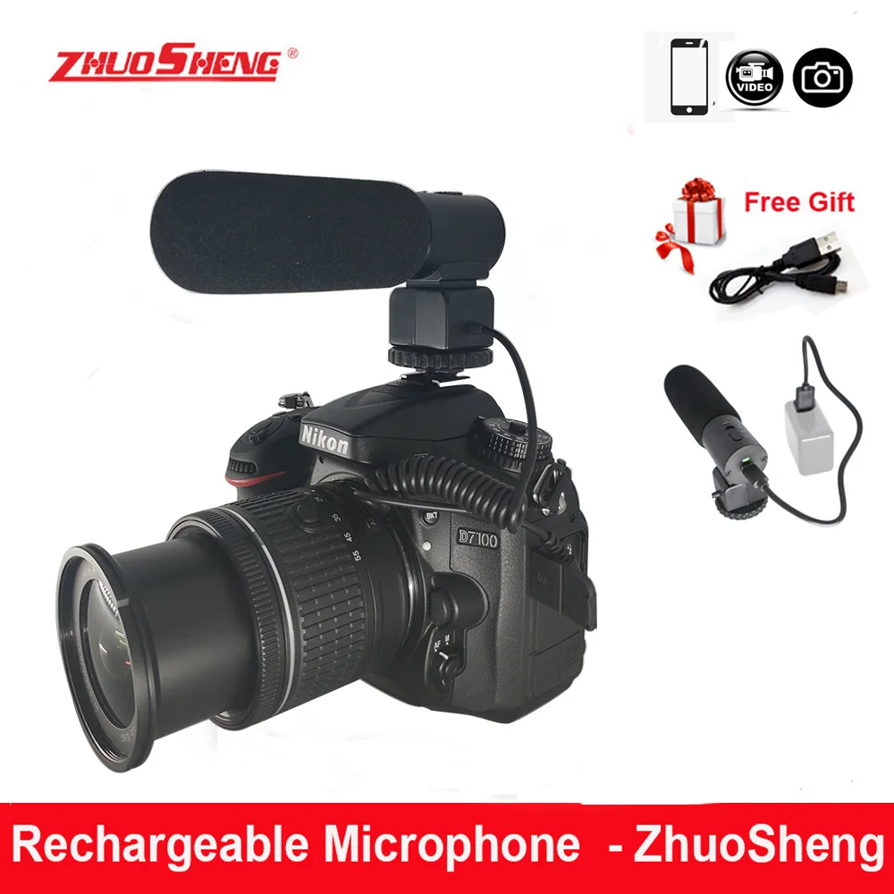 Zhuosheng профессиональная видеокамера интервью Comdenser Mic для Dslr Canon Nikon Sony видеокамеры