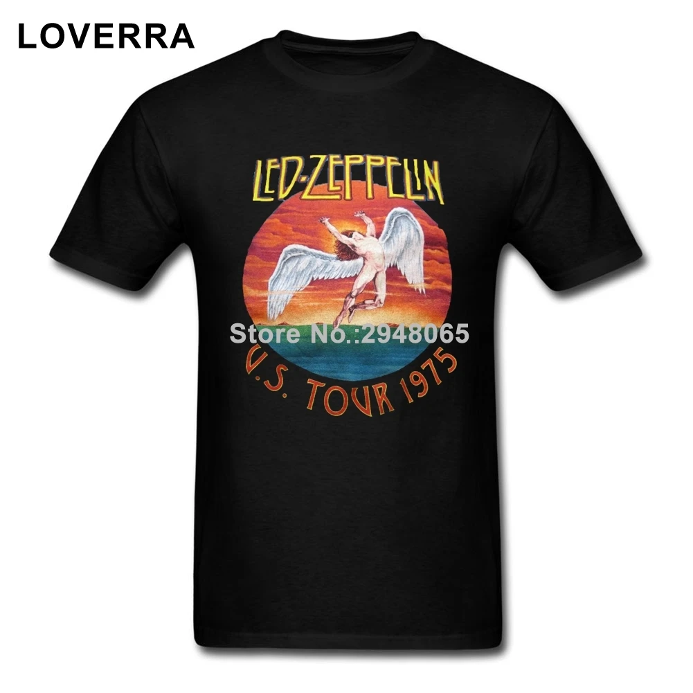 Led Zeppelin US TOUR 1975 Vintage T Shirt Men Short Fitness Brand