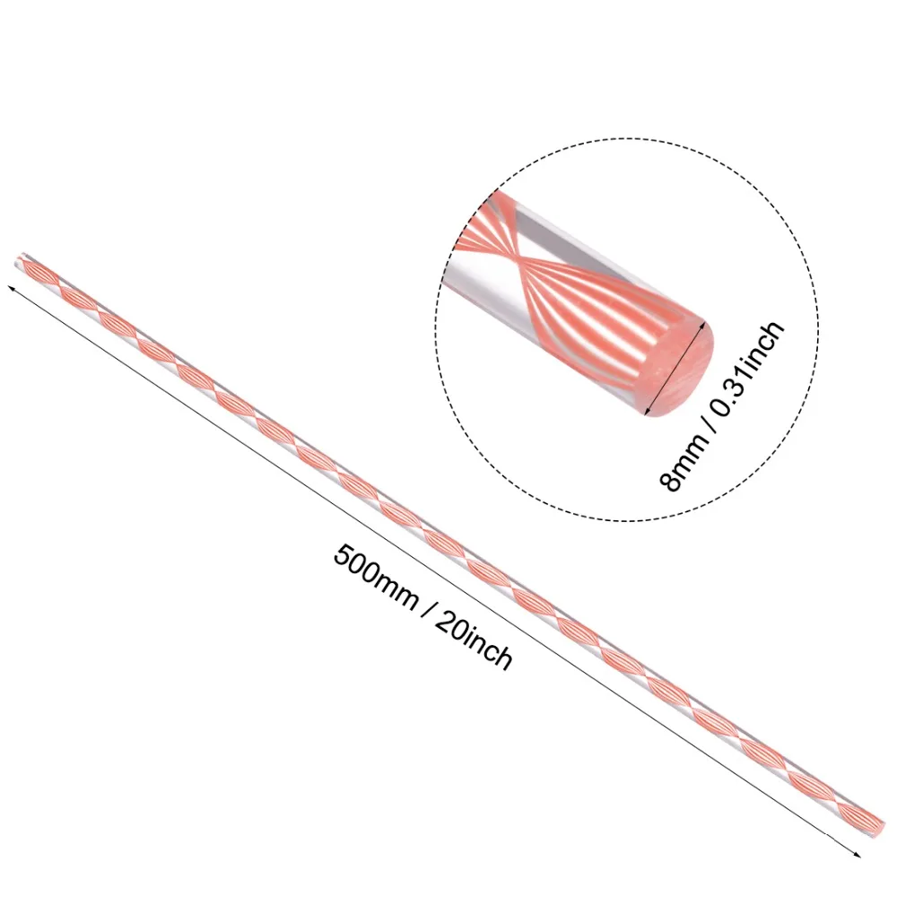Uxcell 1 шт. 8 мм x 500 мм светильник фиолетовый/темно-синий/желтый/зеленый/розовый/темно-фиолетовый прямой/Спиральная линия акриловый Оргстекло круглый стержень