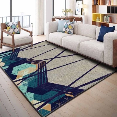 Else, синий, зеленый, темно-синий, коричневый, Геометрические линии, 3d-принт, не скользит, микрофибра, для гостиной, декоративный, современный, моющийся коврик