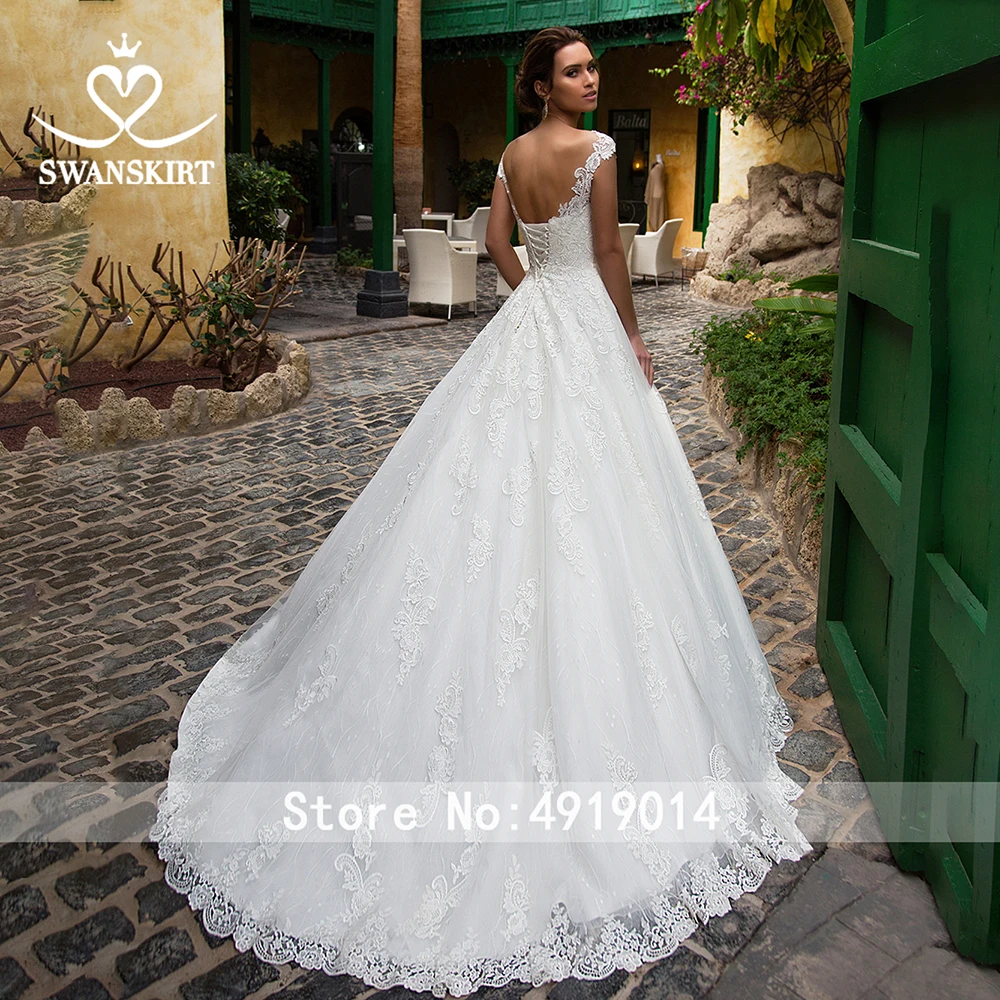 Swanskirt Off the Shoulder Vestido De Noiva Appliques Wedding Dress Sweetheart Lace Up A-Line Princess Bridal Gown K303