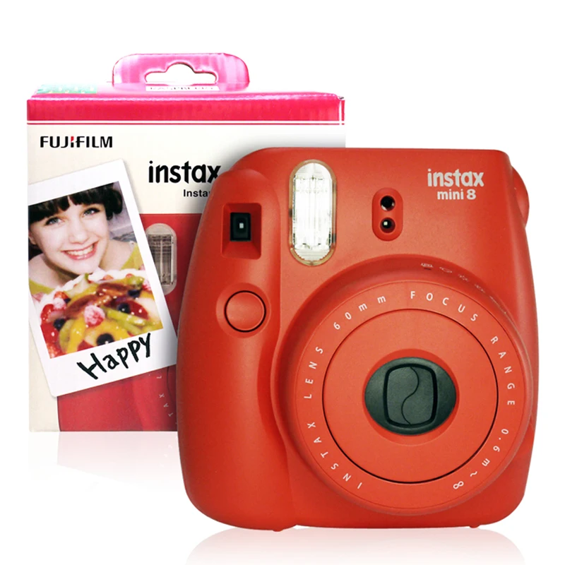 Fujifilm Instax Mini 8 мгновенная камера-Raspberry+ Fuji White Edge 60 пленка+ объектив крупным планом-Raspberry