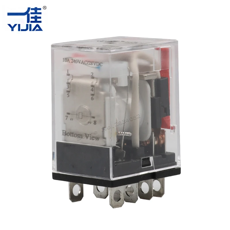 

220VAC AC 220V 2 paris Coil Mini small Intermediate relay General purpose 8 needles Pin red indicator light 2NO 2NC YJ2N-LY