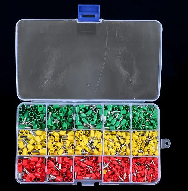 

990PCs Electrical Wire Connectors Crimp Ferrules Terminals Assorted Kit Cable End Wire Crimp Pin Terminal Tube Type Pre-terminal