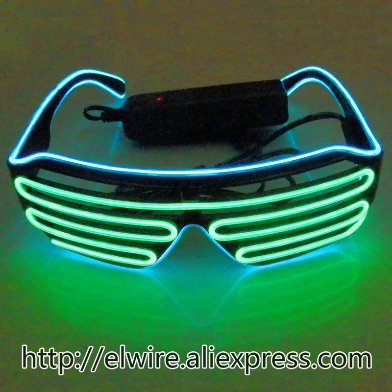 Классные! Синий Звук Активированный El провод светящийся затвор свет затемняющие очки EDM EDC Rave вечерние бар диджей солнцезащитные очки Музыкальная Коробка
