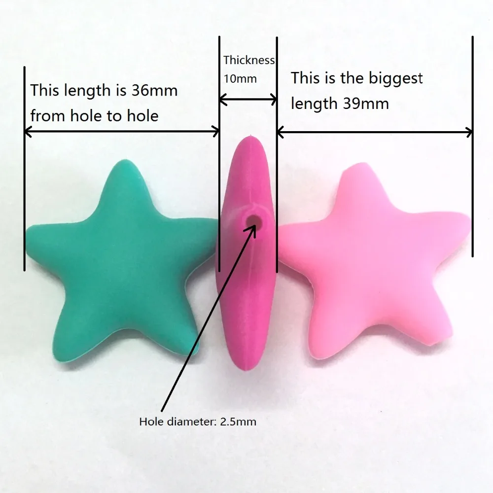five-pointed star silicone teething beads