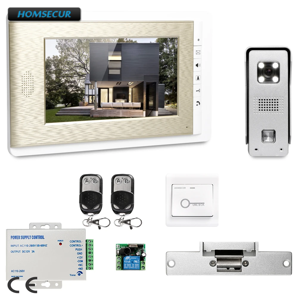 

HOMSECUR 7inch Wired Video Door Intercom System with IR Night Vision for Home Security XC002+XM708-G