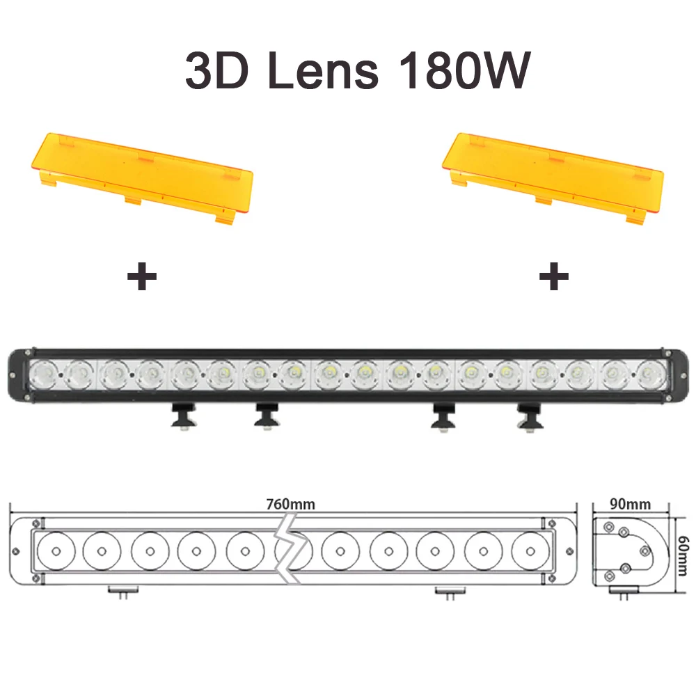Янтарь в один ряд Светодиодный светильник бар пятно Наводнение Combo Луч для 4x4 внедорожный УАЗ ATV SUV трактор грузовик лодка 12 в 24 В вождения Barr светильник s - Цвет: 3D 180W