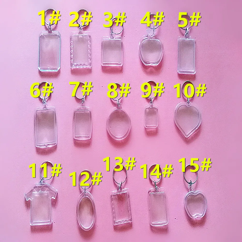 

1pcs Blank Acrylic Keychains Insert Photo plastic Keyrings Square Key Rectangle heart circular accessories