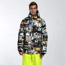 GSOU снег Для мужчин лыжная куртка Лыжный Спорт сноуборд куртка Термальность ветрозащитный Водонепроницаемый дышащая зимняя куртка Костюмы мужской пальто с капюшоном