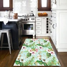 Еще тропический белый розовые цветы зеленый лист цветочный 3d печати нескользящей микрофибры кухня современные декоративные моющийся коврик мат