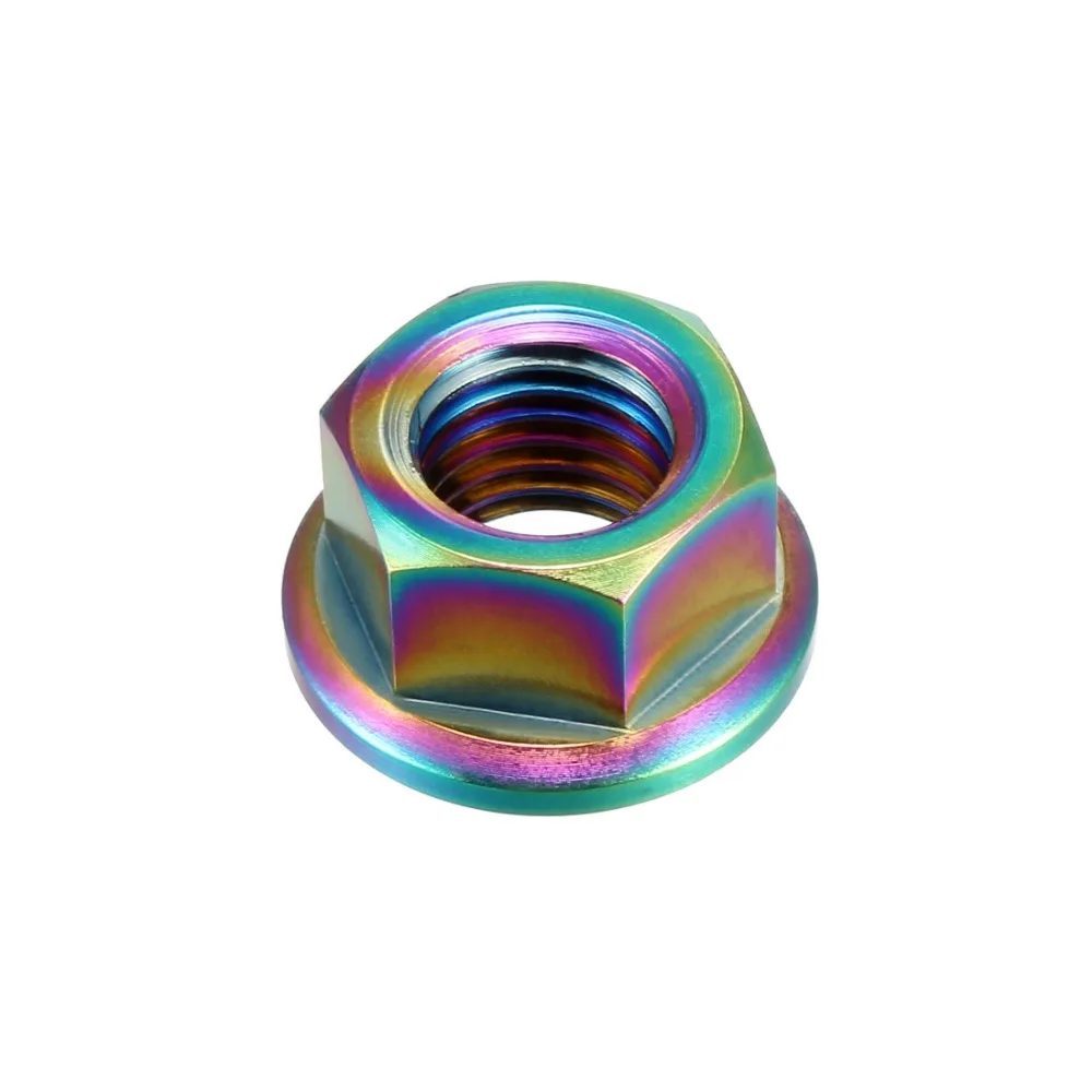 

UXCELL Metric M10x1.25mm TC4 Titanium Hex Head Flange Nut Colorful Normal Titanium Nuts Fasteners For Bike Motorcycle Car Boat