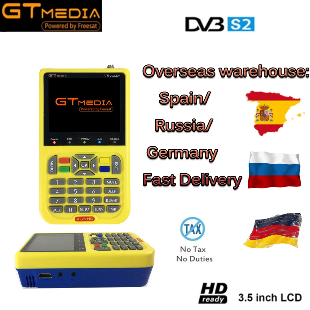 

GTMEDIA/Freesat V8 Finder HD DVB-S2 Digital Satellite Finder High Definition Sat Finder DVB-S2 Satellite Meter Satfinder 1080P