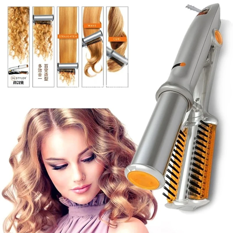 

Electric Hair Curler Automatic Rotating Curling Straightening Iron Hair Styling Tools 3 In 1 Multifunction Hair Curling Comb
