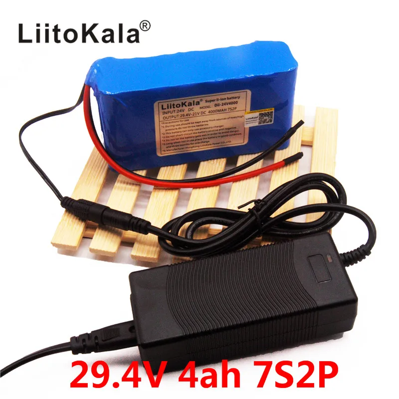 HK liitokala 24 V 4Ah 7S2P 18650 литий-ионный аккумулятор 29,4 v 4000 mah Электрический велосипед мопед/Электрический+ 2A зарядное устройство