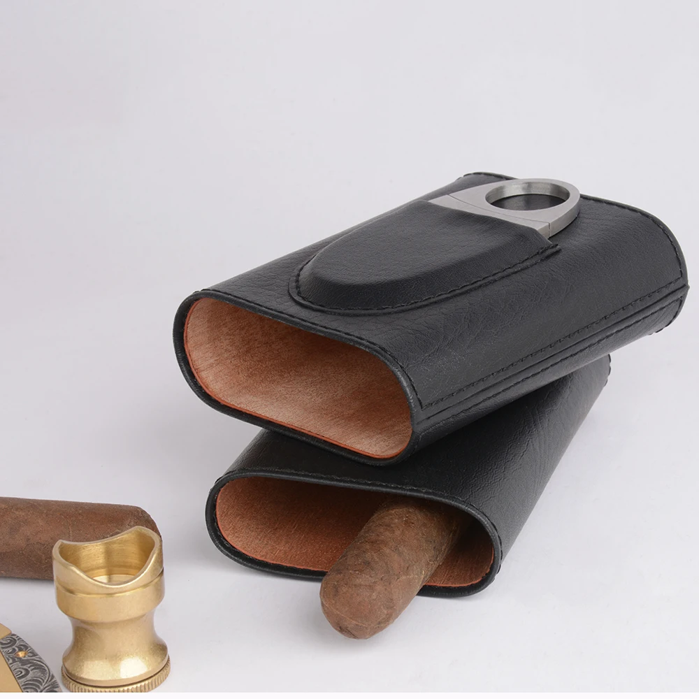 Кожаный чехол для сигар COHIBA с 3 пальцами и отделкой из кедра | Дом сад