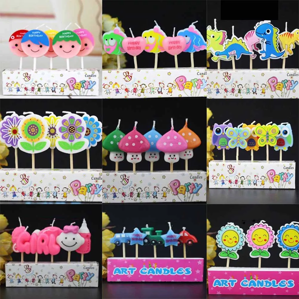 

5Pcs/Pack Creative Cartoon Kid Birthday Cake Cupcake Toppers Party Birthday Creative Birthday Cake Candles party Supplies New