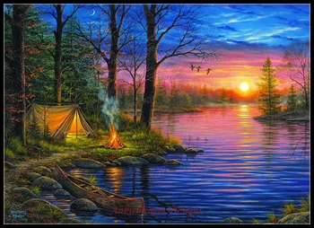 

Evening Mist - Counted Cross Stitch Kits - DIY Handmade Needlework For Embroidery 14 ct Cross Stitch Sets DMC Color