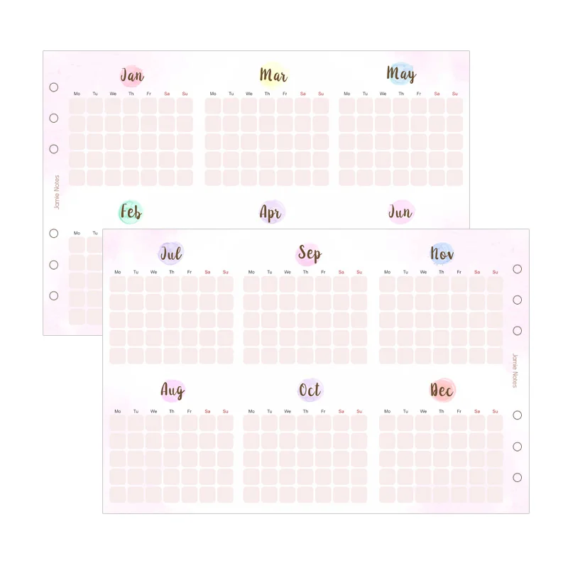 Yiwi A5 A6 фантазия 5 листов год месяц, складываются в три раза, красочные планировщик наполнитель страниц 6 с отрывными листами, спиральный Тетрадь страниц - Цвет: 5 SHEETS