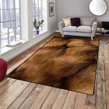 Еще коричневый буйвол Мех животных Дизайн 3d узор печать Нескользящая микрофибра Гостиная декоративный современный моющийся коврик