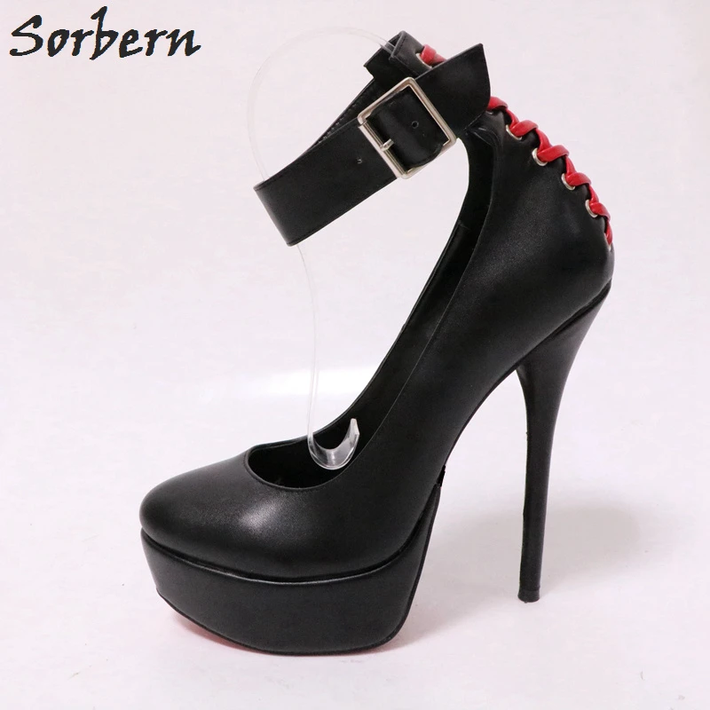 Details about / Womens Mixed Colors Round Toe Ankle Strap Stilettos Heels Platform Pumps Shoes