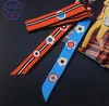 Long Version Luxury Brand Silk Ribbon Foral Print Women Silk Scarf Handle Bag Ribbons Female Headband Long Scarves & Wraps 1