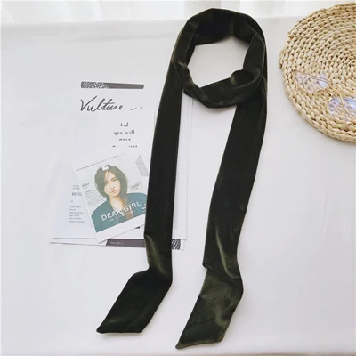 Luna& Dolphin, женский длинный шарф, 200x6 см, роскошная бархатная лента, карамельный, черный, сексуальный галстук, шарфы, ремень, винтажные повязки на голову, Женский чокер - Цвет: army green