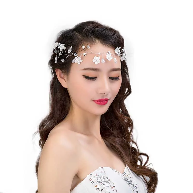

Luxury Tiara De Noiva Wedding Hair Accessories Handmade Lace Flower Headbands Bridal Floral Hairbands Crown Women Hair Jewelry